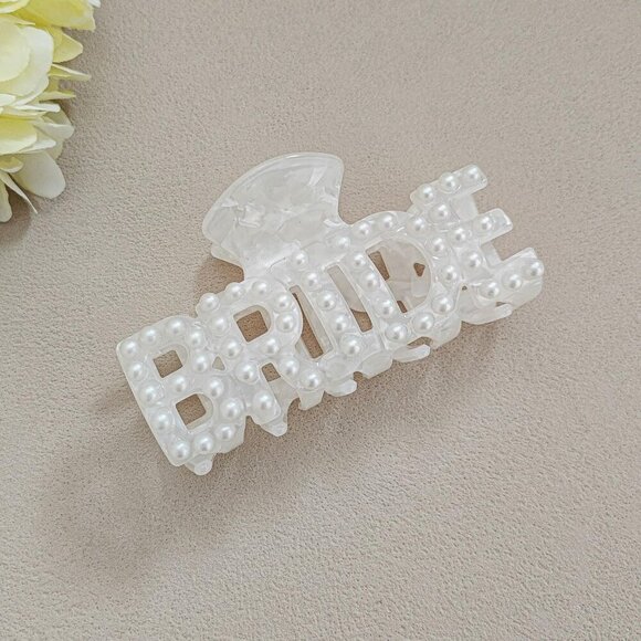 Pearl Bridal Hair Clips Women Thick Hair Monogram Claw Clip Wedding Accessory main image 5